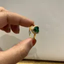 Green Stone Crown Ring