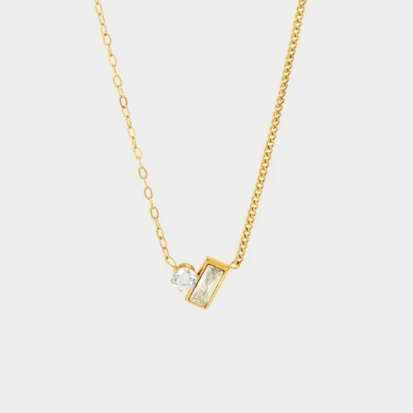 Duo Crystal Pendant Necklace