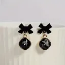 Black Bow Stone Earrings