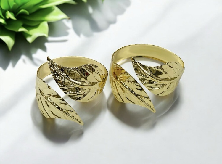 Golden Leaf Embrace Cuff Bracelet