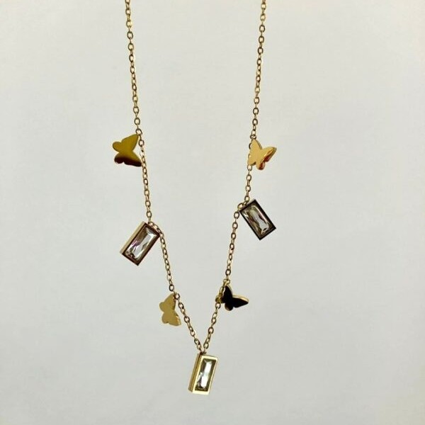 Butterfly Charms and Sparkle Stones Necklace