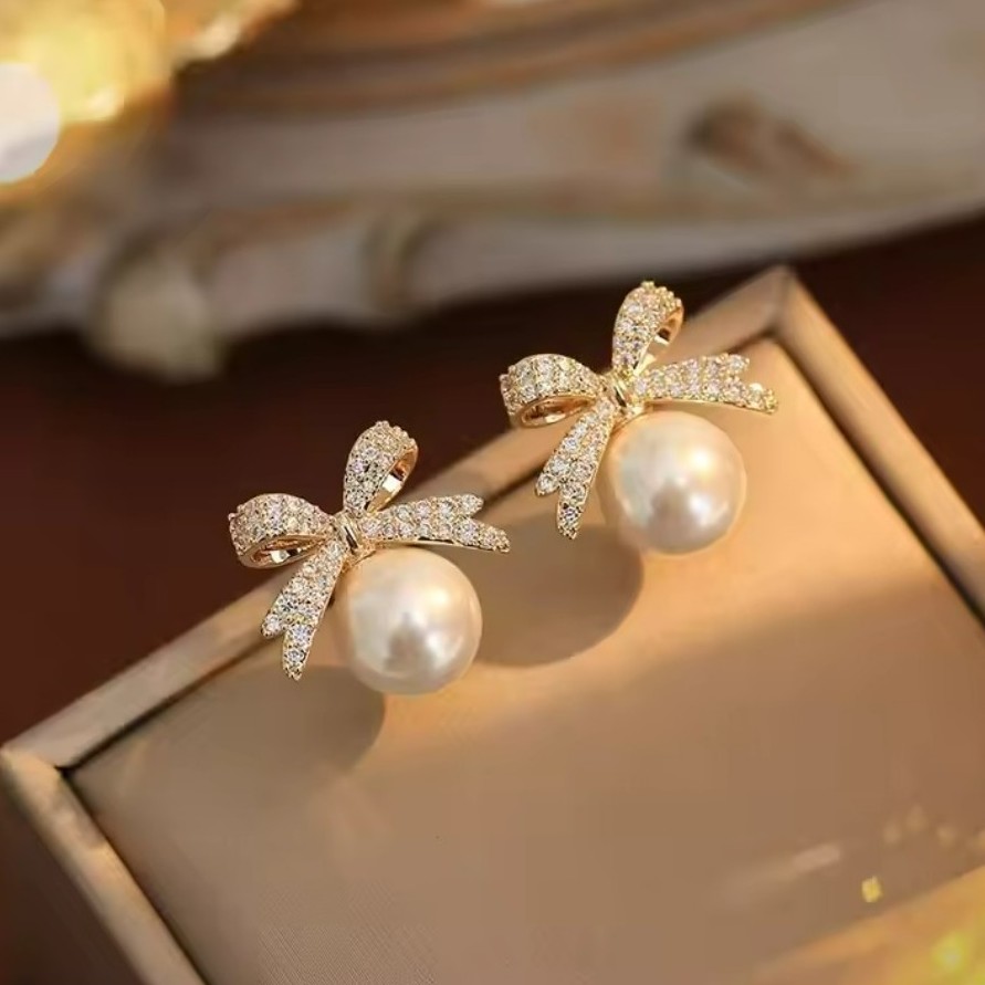 Pearl Bow Earrings