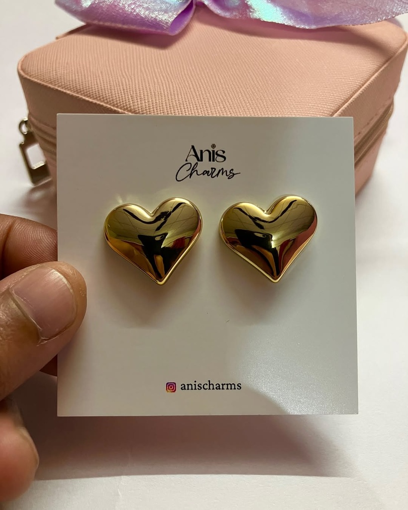 Glossy Puffy Heart Studs