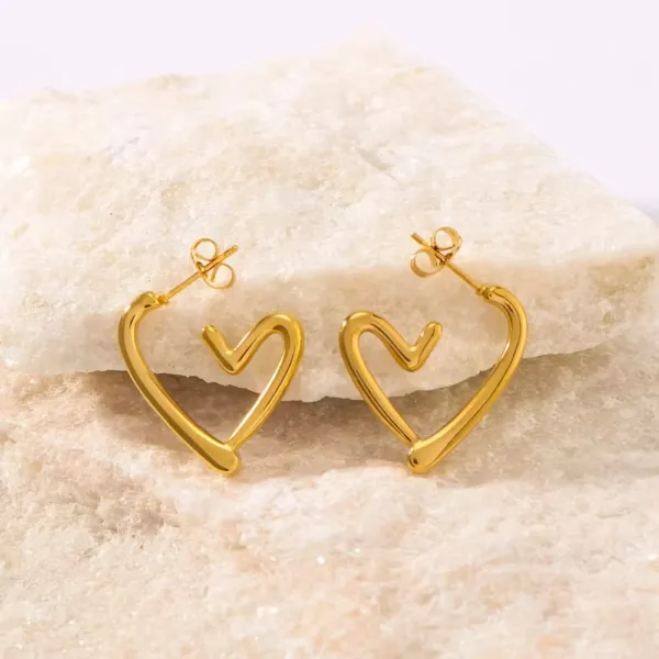 Exotic Heart Hoops Earrings