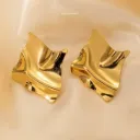 Golden Ripple Statement Studs Earring
