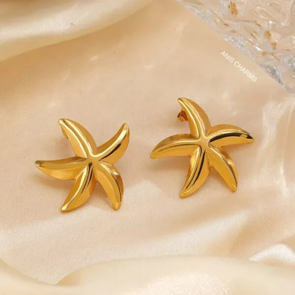 Golden Starfish Studs Earrings