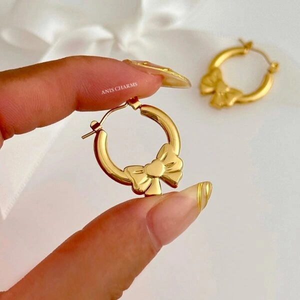 Dainty Bow Hoops Earrings
